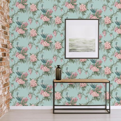 Crown Golden Pheasant Duck Egg / Pink Wallpaper Room