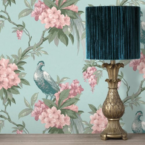 Crown Golden Pheasant Duck Egg / Pink Wallpaper Room