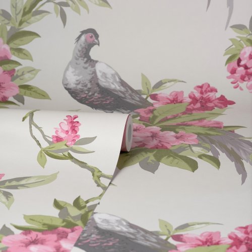 Crown Golden Pheasant Grey/Pink Wallpaper Roll