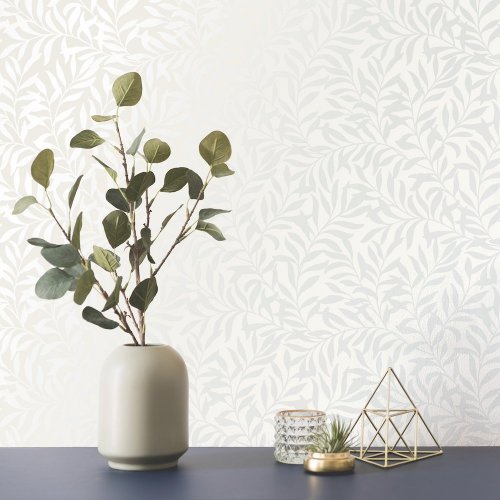 Crown Salix Leaf Grey / White Wallpaper Room