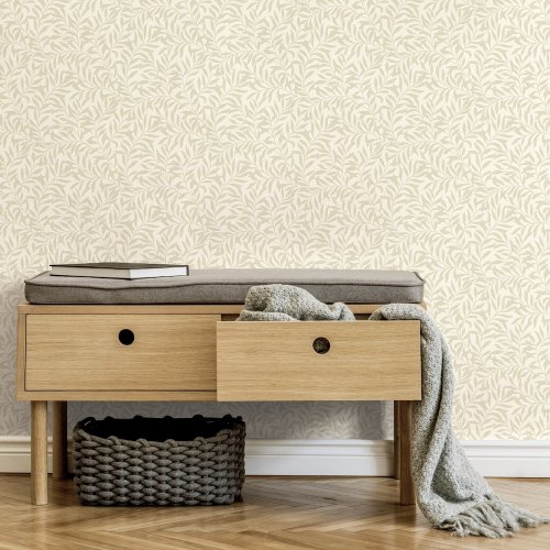 Crown Salix Leaf Beige Wallpaper Room 2