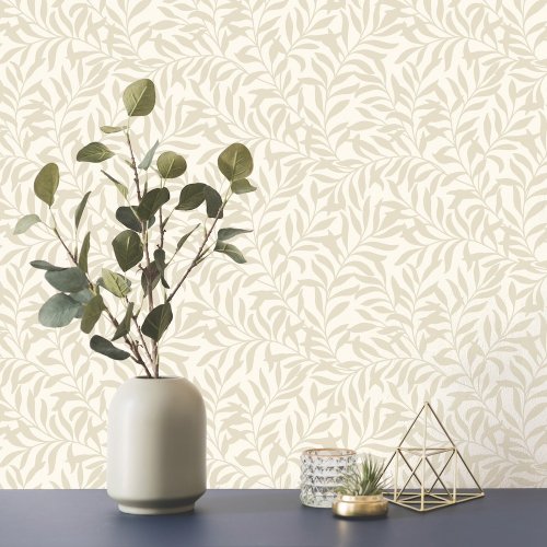 Crown Salix Leaf Beige Wallpaper Room