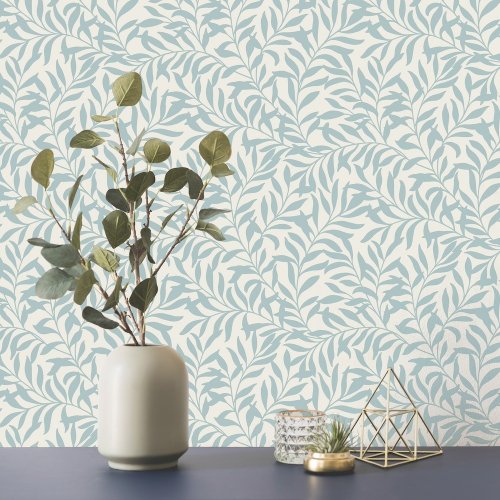 Crown Salix Leaf Blue / Grey Wallpaper Room