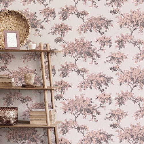 Crown Archive Tree Pink Wallpaper Room 2