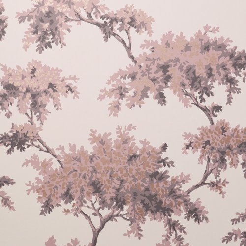 Crown Archive Tree Pink Wallpaper with detailed pink and grey tree branch illustrations