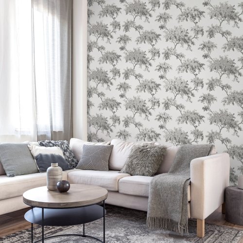 Crown Archive Tree Grey Wallpaper Room 3