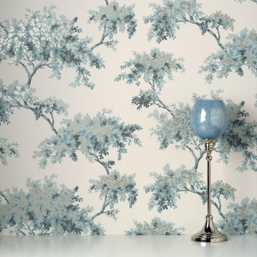 Crown Archive Tree Teal Wallpaper Room