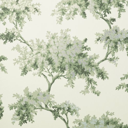 Crown Archive Tree Sage Wallpaper with detailed sage green tree branch illustrations