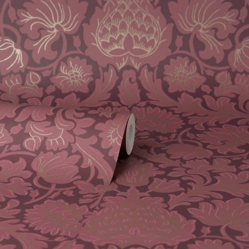 Luxurious red and gold damask wallpaper, Crown Damask Red