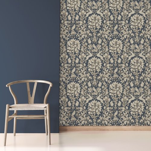 Crown Woodland Blue / Gold Wallpaper Room 2