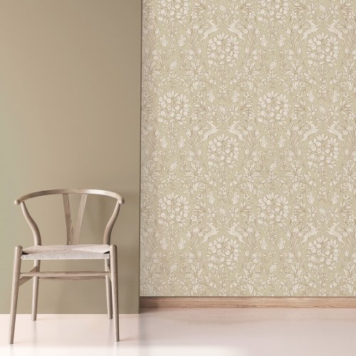 Crown Woodland Beige/Gold Wallpaper Room 2