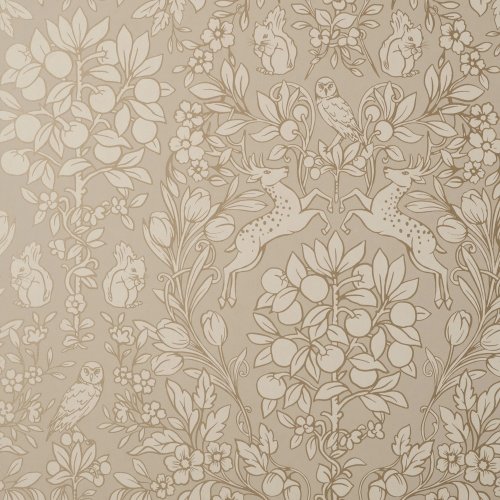 Whimsical Beige and Gold Nature Wallpaper Pattern