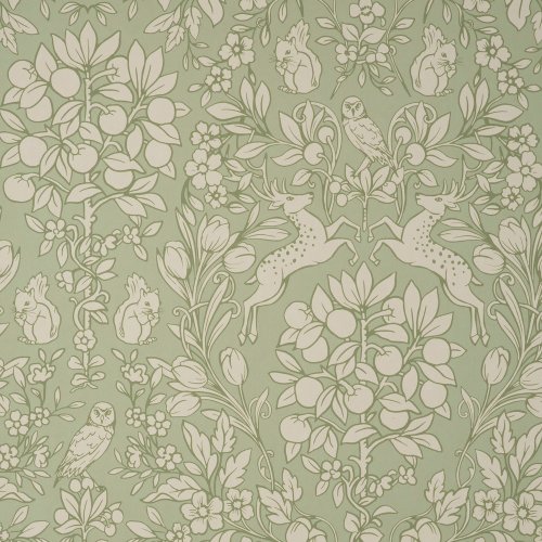 Whimsical Sage Green Nature Wallpaper Pattern