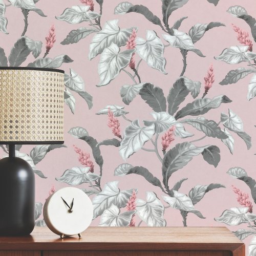 Crown Meridian Parade Pink/Grey Wallpaper Room 2