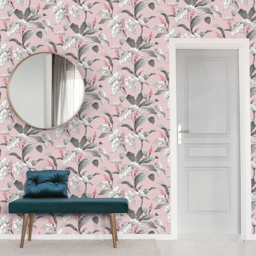 Crown Meridian Parade Pink/Grey Wallpaper Room 3