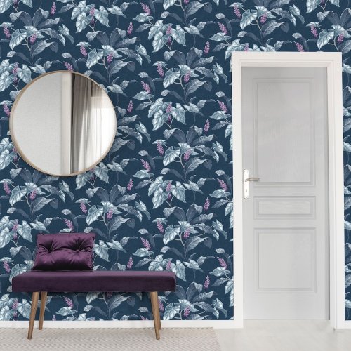 Crown Meridian Parade Dark Blue/Purple Wallpaper Room 3