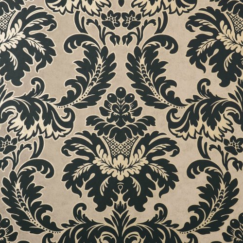 Crown Damask Black Wallpaper