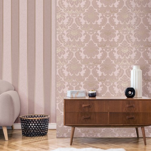 Crown Damask Pink Wallpaper Room 2