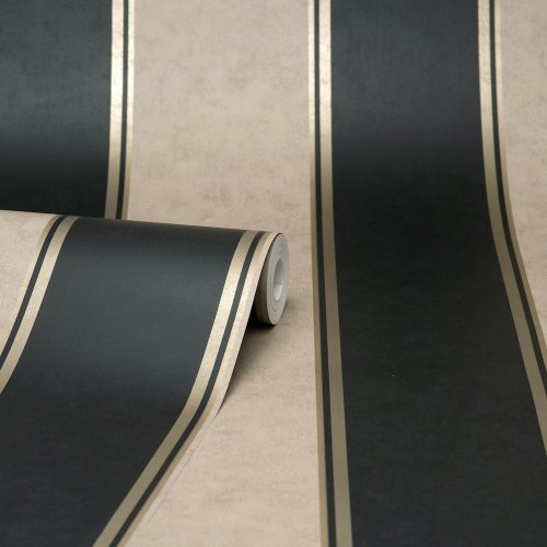 Crown Stripe Black Wallpaper Roll