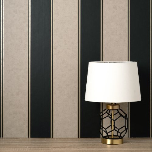 Crown Stripe Black Wallpaper Room