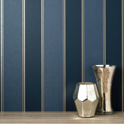 Crown Stripe Blue Wallpaper Room