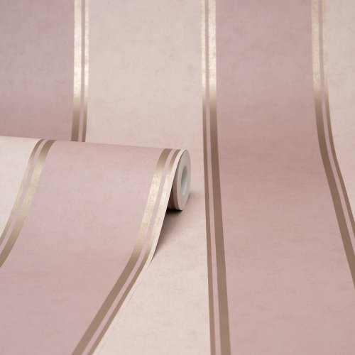 Crown Stripe Pink Wallpaper Roll