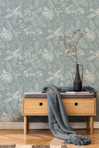 Crown Woodland Toile Blue Wallpaper Room 2