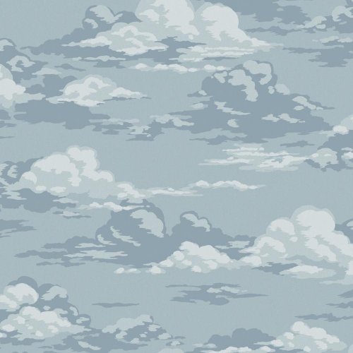 Crown Cumulus Blue Wallpaper with soft cloud pattern from the Ashdown collection