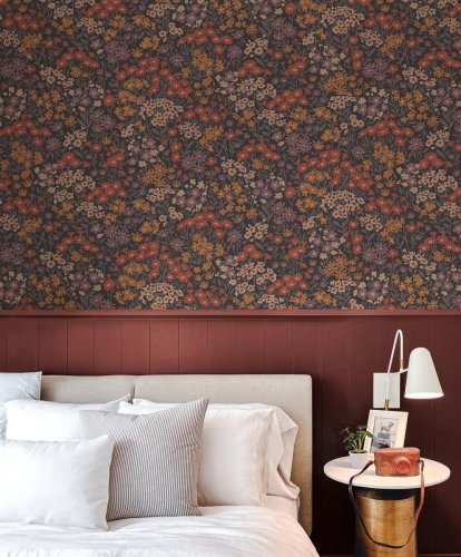 Crown Ditsy Daisies Brown Wallpaper Room 2