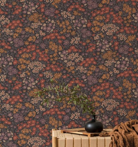 Crown Ditsy Daisies Brown Wallpaper Room