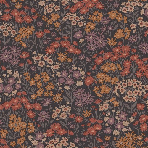 Crown Ditsy Daisies Brown Wallpaper with vibrant daisy pattern from the Ashdown collection