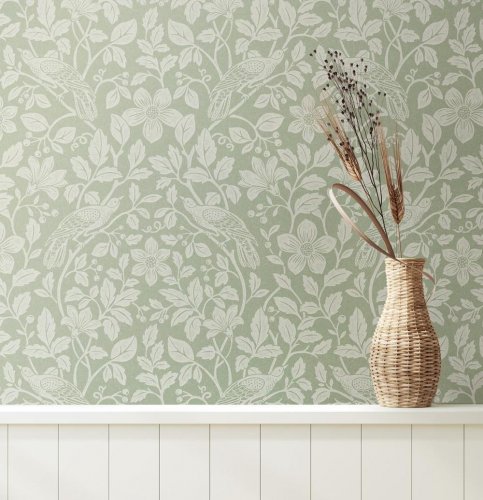 Crown Marlow Green Wallpaper Room