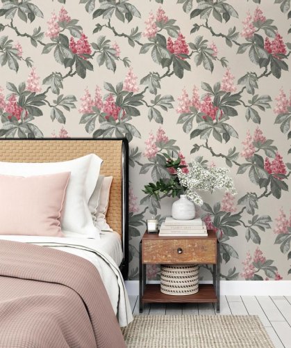 Crown Chestnut Floral Pink Wallpaper Room 2