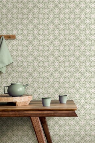 Crown Morgrove Trellis Green Wallpaper Room