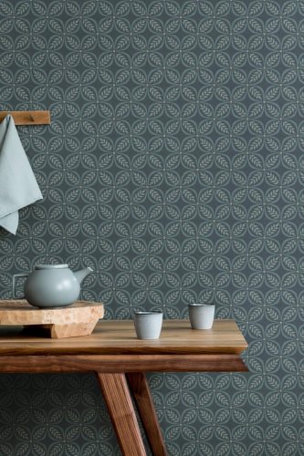 Crown Morgrove Trellis Blue Wallpaper Room