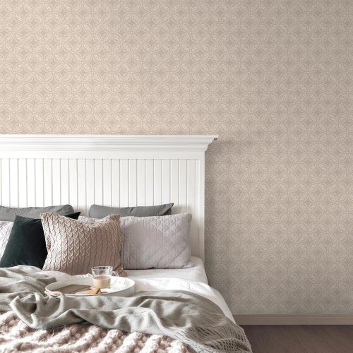 Crown Morgrove Trellis Beige Wallpaper Room 2