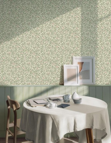 Crown Winter Berry Green Wallpaper Room 2