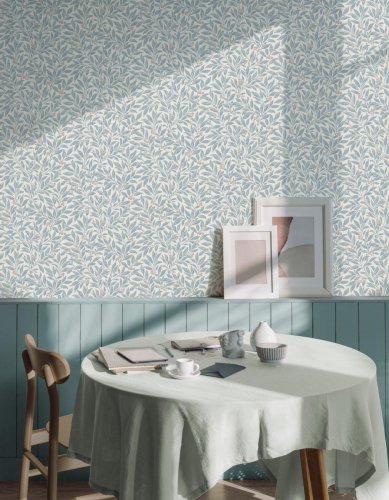 Crown Winter Berry Blue Wallpaper Room 2