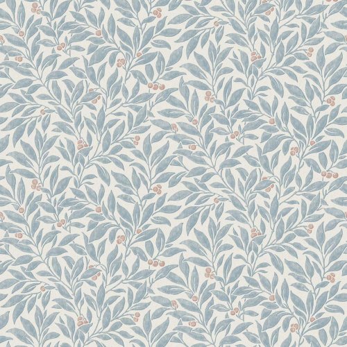 Crown Winter Berry Blue Wallpaper with delicate berry and leaf pattern