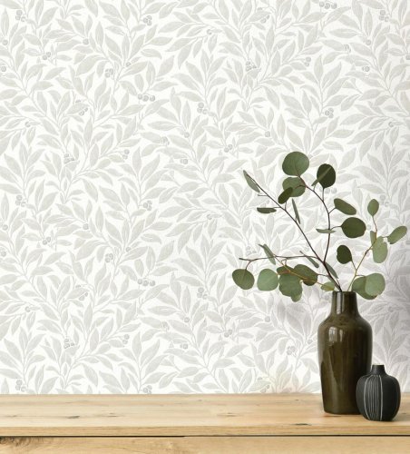 Crown Winter Berry Grey Wallpaper Room