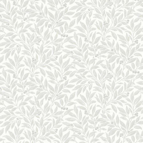 Crown Winter Berry Grey Wallpaper with subtle grey background and delicate leaves and berries