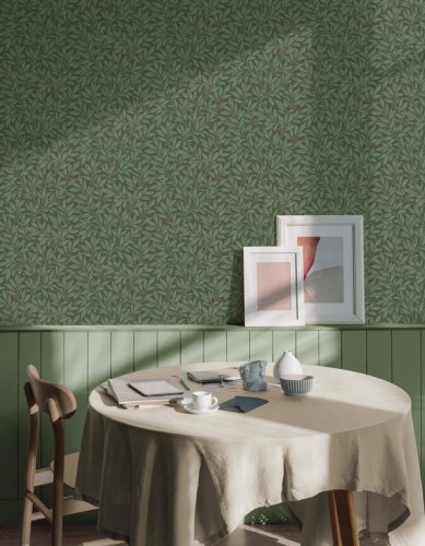 Crown Winter Berry Grey Wallpaper Room 2