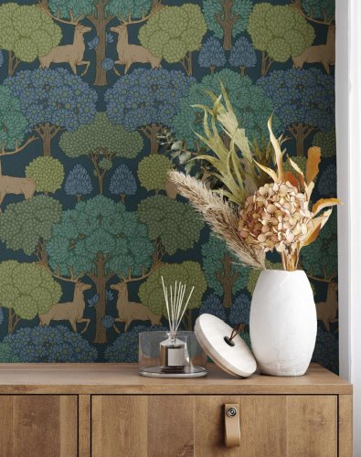 Crown Forest of Arden Blue Wallpaper Room