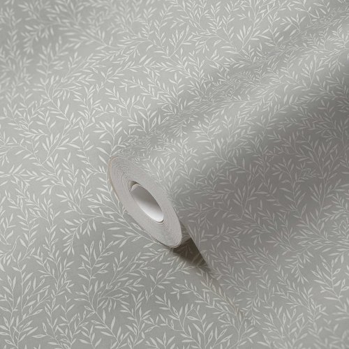 Galerie Ditsy Leaf Motif Silver Grey Roll