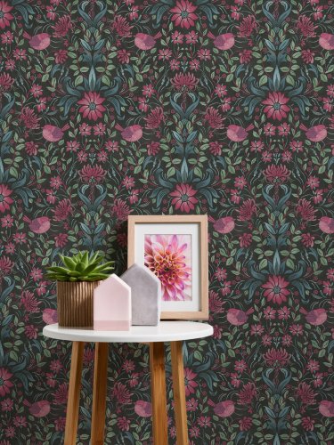 Galerie Floral Bird Motif Black Room 3