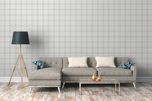 Galerie Check Plaid Blue Wallpaper Room