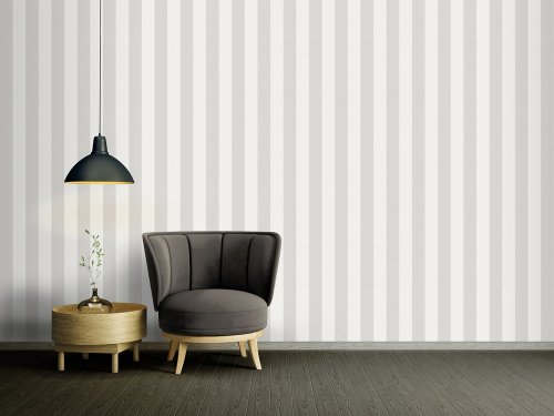 Galerie Stripe Motif Silver Grey Wallpaper Room 3