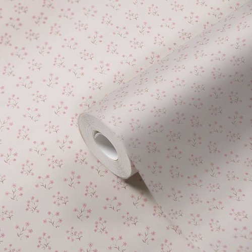 Galerie Forget Me Not Motif Pink / Cream Wallpaper Roll