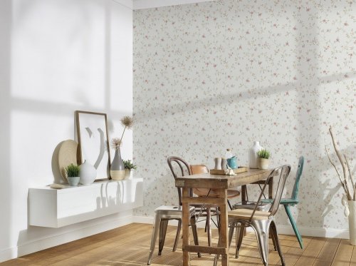 Galerie Petit Floral Motif Pink / Orange / Cream Wallpaper Room 2