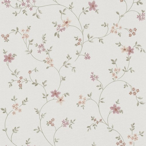 Galerie Petit Floral Motif Pink / Orange / Cream Wallpaper